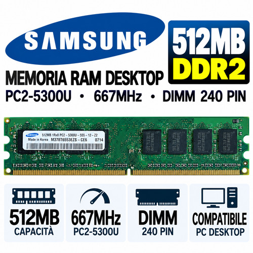 Ram samsung 512mb ddr2 667mhz - 512mb,